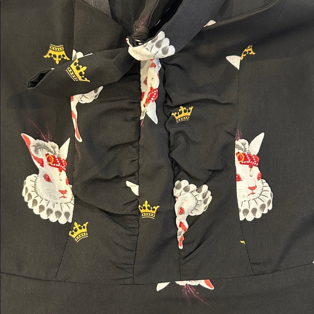 Revival Black Queen of Hearts Rabbit Women's Skater Style Dress M - Picture 7 of 7